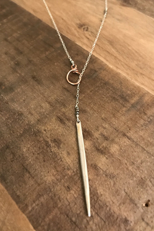 Silver N’ Rose Spike Lariat