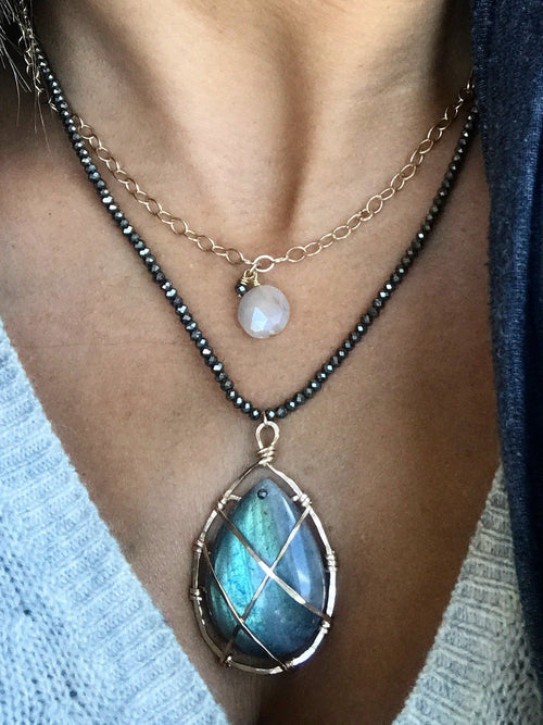 Convertible Lab N’ Moonstone Necklace