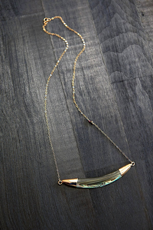 Abalone Dainty Bar Necklace